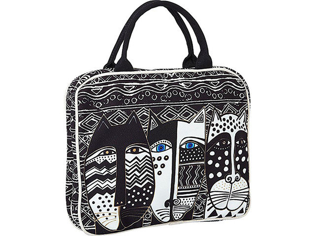 Laurel Burch Wild Cat Black & White Cosmetic Travel Tote