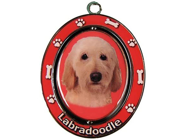 Yellow Labradoodle Key Chain Spinning Pet Key Chains Double Sided Spinning