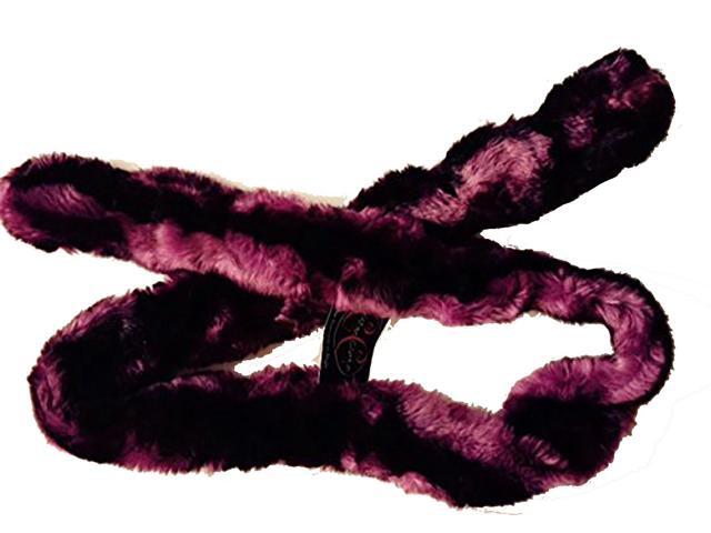 4' Faux-Fur Plush Purple Scarf by Christine Clarke (Boho Chic Magenta/Stripe)