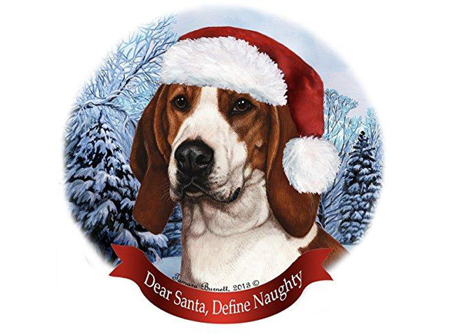 Holiday Pet Gifts Treeing Walker Coonhound Santa Hat Dog Porcelain Ornament