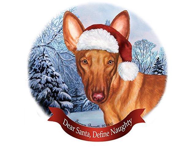 Holiday Pet Gifts Pharaoh Hound Santa Hat Dog Porcelain Christmas Tree Ornament