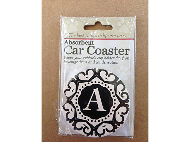 ES Pets Absorbent Stoneware Car Cup Holder Coaster, Initial A