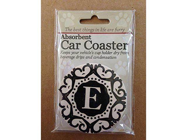 ES Pets Absorbent Stoneware Car Cup Holder Coaster, Initial E
