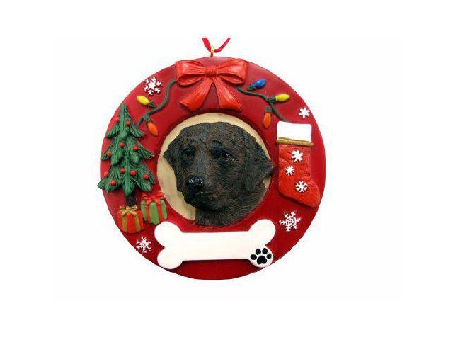 E & S Pets Labrador Chocolate Christmas Ornament Wreath Shaped Easily Personalized