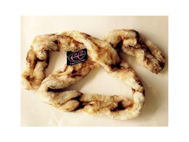 4' Faux Fur Tan and Brown Scarf by Christine Clarke (Dawn Tan/Swirl)