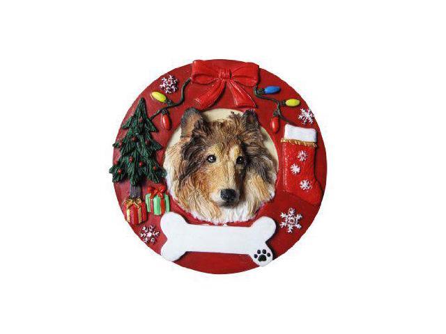 Collie Ornament Christmas Ornament Wreath Shaped Easily Personalized
