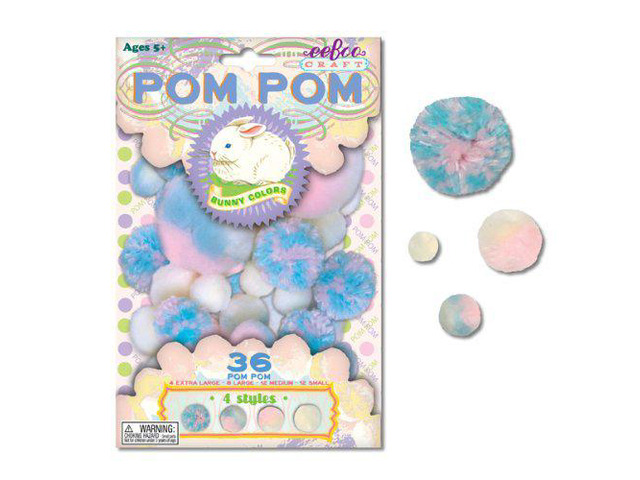 Bunny Colors Blue and Pink Pom Pom Craft Kit by eeBoo