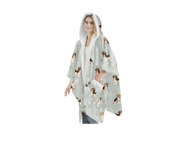 E & S Pets Snuggs Blanket Hoodie for Women Soft Fleece Wrap, Beagle