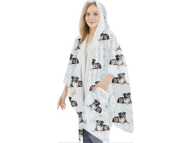 E & S Pets Snuggs Blanket Hoodie for Women Soft Fleece Wrap, Australian Sheepdog