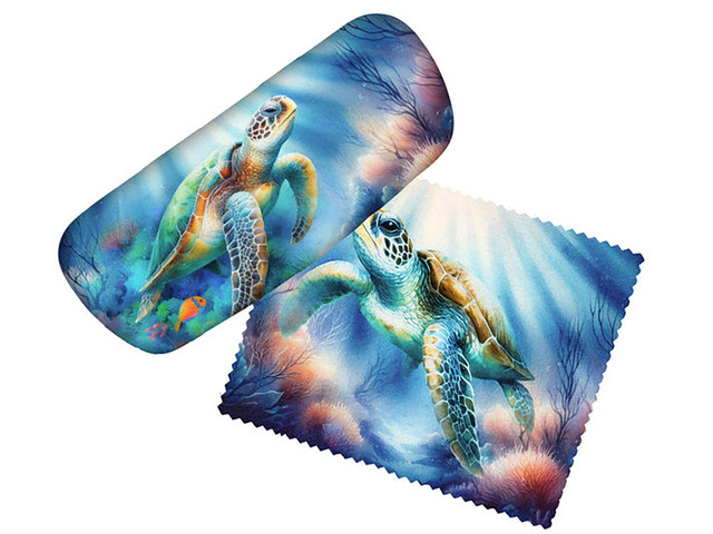 Spoontiques Padded Eye Glass Case and Lens Cloth - Sea Turtle