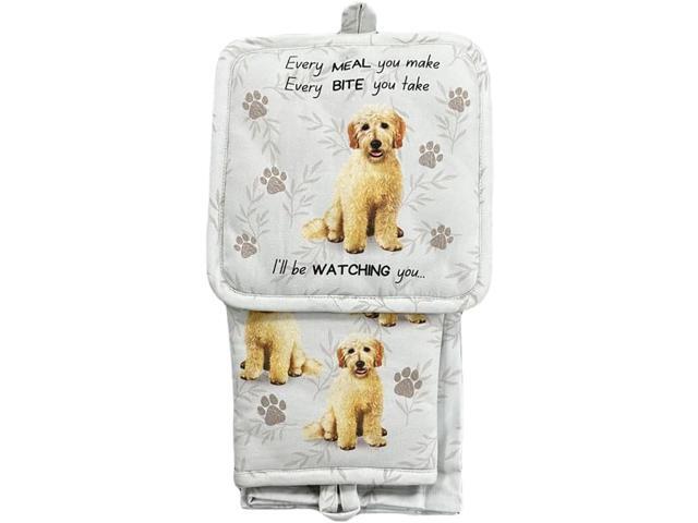 E & S Pets Goldendoodle 3 Piece Kitchen Set - Oven Mitt, Towel, Pot Holder