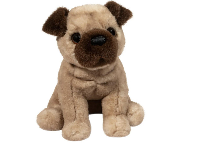 Douglas Toys Milo Tan Pug Plush Stuffed Animal Toy, 9' sitting