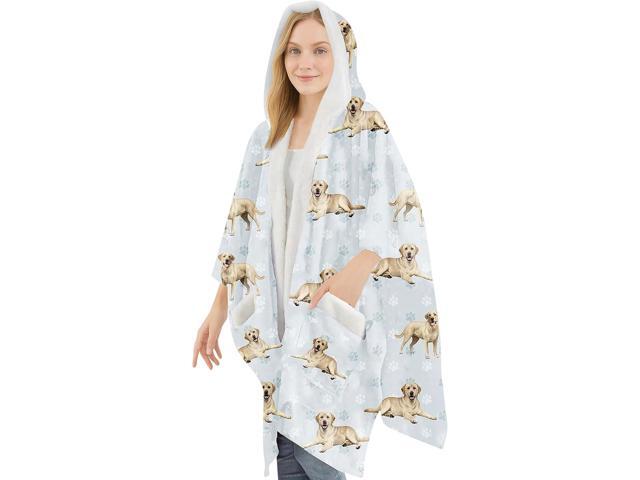 E & S Pets Snuggs Blanket Hoodie for Women Soft Fleece Wrap, Yellow Labrador