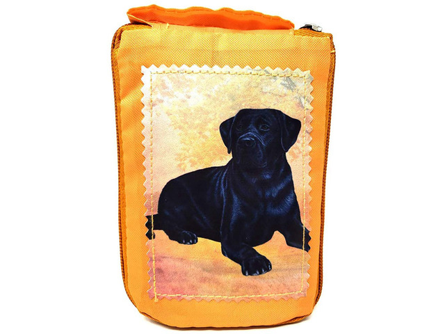 Black Labrador Lying Foldable Tote Bag - Waterproof - Zippered Market Tote