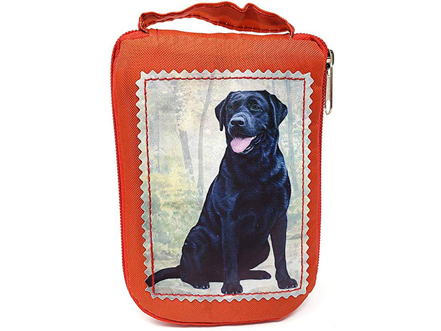 Black Labrador Sitting Foldable Tote Bag - Waterproof - Zipper Market Toteu