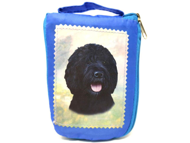 Black Labradoodle Foldable Tote Bag - Waterproof - Zippered Market Tote