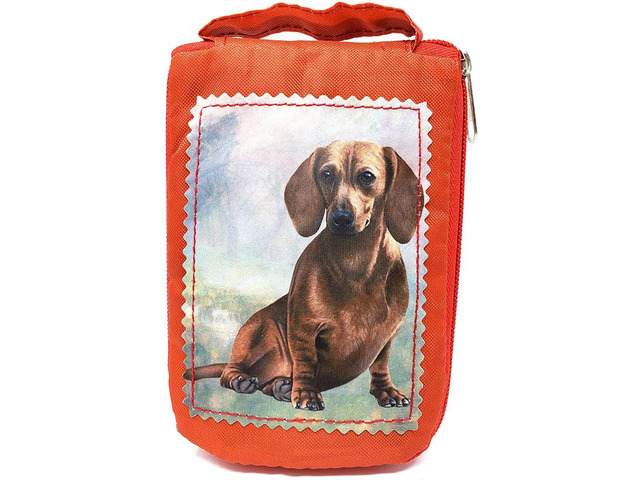Red Dachshund Foldable Tote Bag - Durable Waterproof - Zippered Market Tote