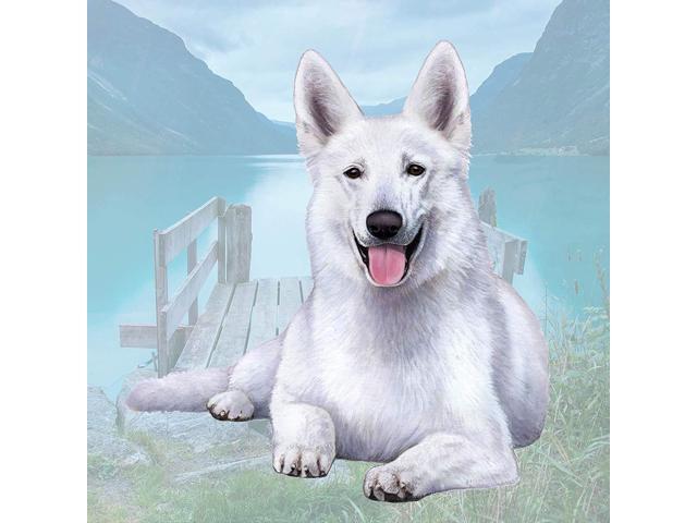 German Shepherd (White) Tabletop Drink Coaster (1)