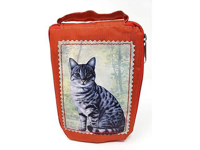 Gray Tabby Cat Foldable Tote Bag - Durable, Waterproof - Zipper Market Tote