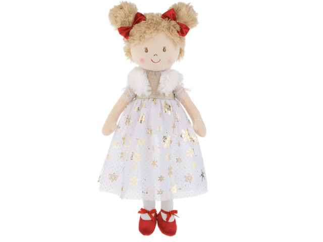 Ganz Aurelia Snowflakes Rag Doll with Blond Curly Hair and Snowflake Dress 20' H