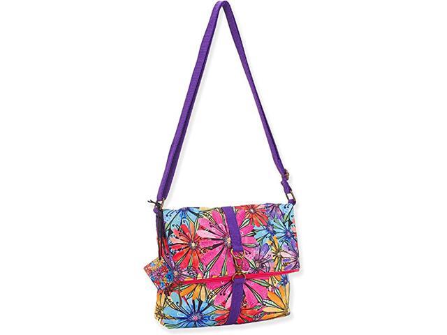Laurel Burch Fleur Flapover Flower Crossbody Shoulder Bag Purse, 10 x 2 x 8'