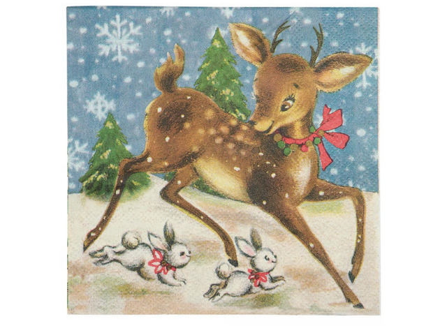 Primitives By Kathy Paper Beverage Napkins, 5' x 5', 20/pk, Retro Reindeer