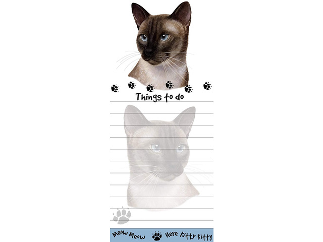 'Siamese Cat Magnetic List Pads' Uniquely Shaped Sticky Notepad