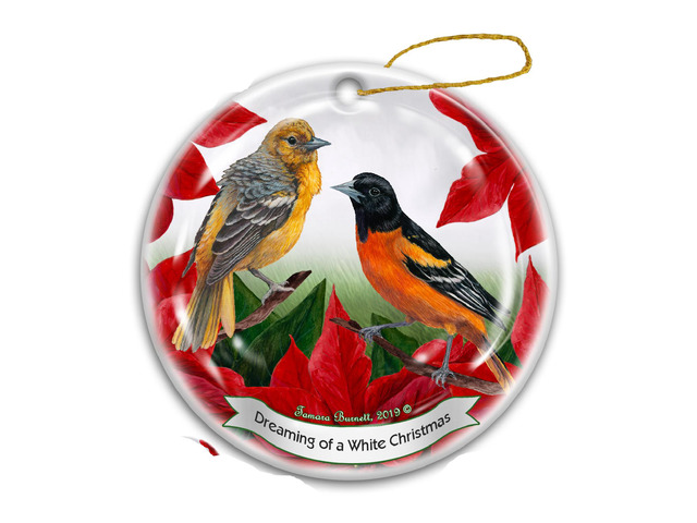 Holiday Pet Gifts Baltimore Oriole Bird Porcelain Christmas Ornament