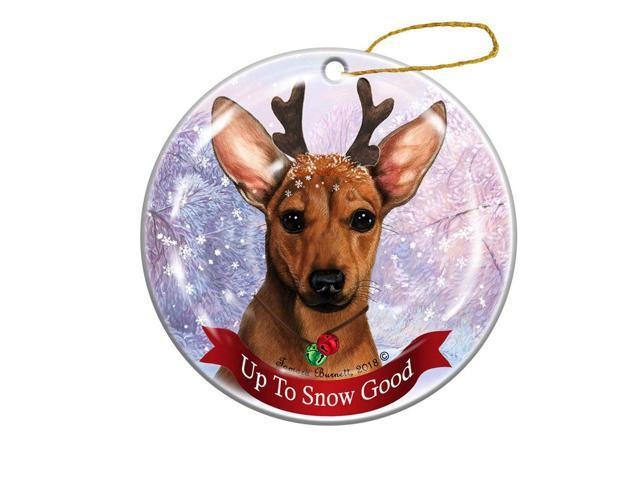 Holiday Red Chiweenie Reindeer Dog Porcelain Christmas Ornament