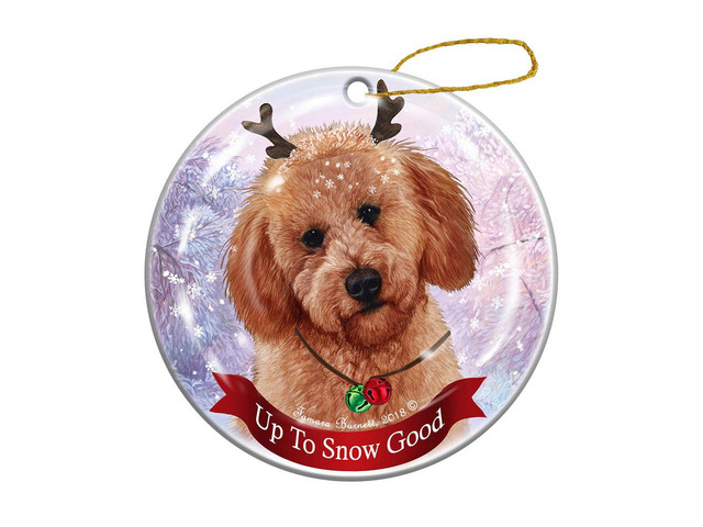 Holiday Pet Gifts Labradoodle Red Dog Porcelain Christmas Ornament