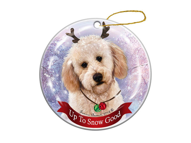 Holiday Pet Gifts Yellow Labradoodle Dog Porcelain Christmas Ornament
