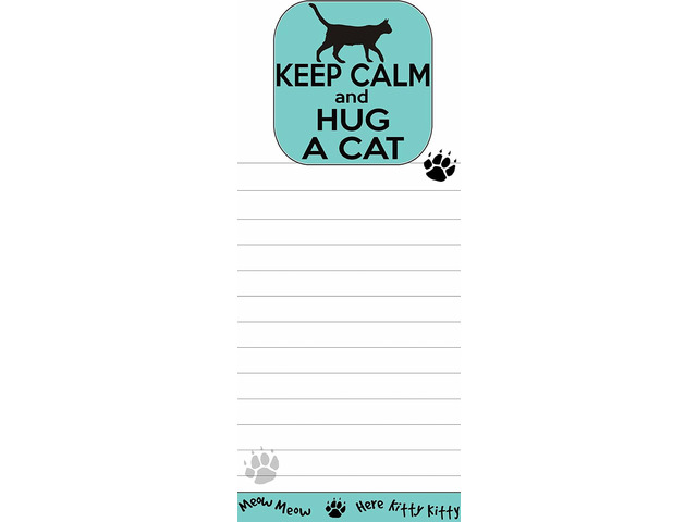 'Keep Calm and Hug A Cat' Uniquely Shaped Magnetic Sticky List Pads