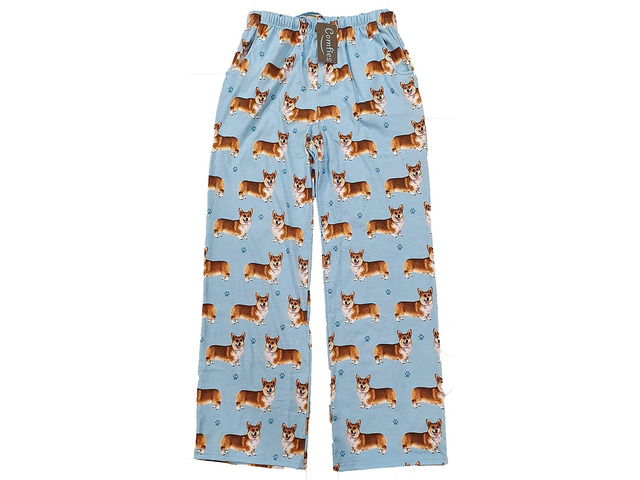 Corgi Unisex Lightweight Cotton Blend Pajama Bottoms- Large