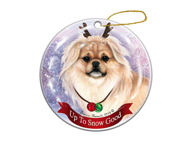 Holiday Pet Gifts Tibetan Spaniel Cream Dog Porcelain Christmas Ornament