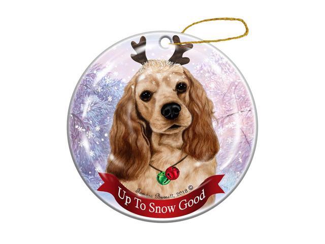 Holiday Pet Gifts Buff Cocker Spaniel Dog Porcelain Christmas Ornament