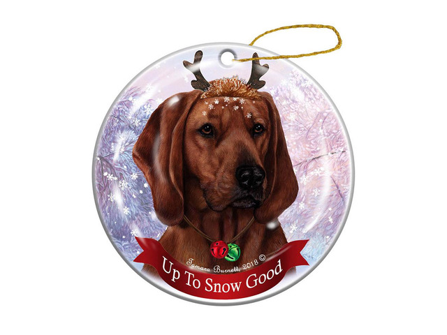 Holiday Pet Gifts Redbone Coonhound Dog Porcelain Christmas Ornament