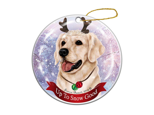 Holiday Pet Gifts Golden Retriever White Dog Porcelain Christmas Ornament