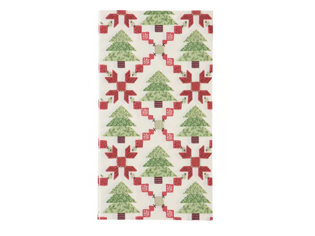 Primitives By Kathy Paper Beverage Napkins, 4.25' x 8', 16/pk, Tree Quilt