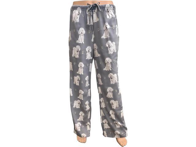 Bichon Frise Unisex Lightweight Cotton Blend Pajama Bottoms- Small