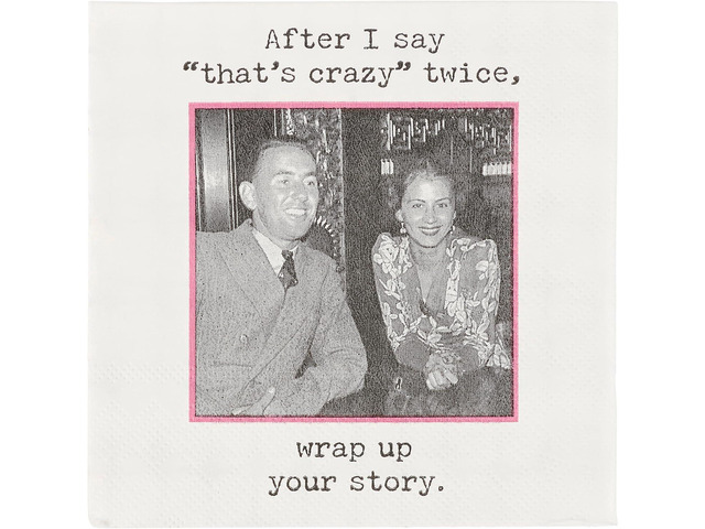 Trash Talk Paper Beverage Napkins, 5' x 5', 20/pk, That's Crazy Twice, Wrap Up