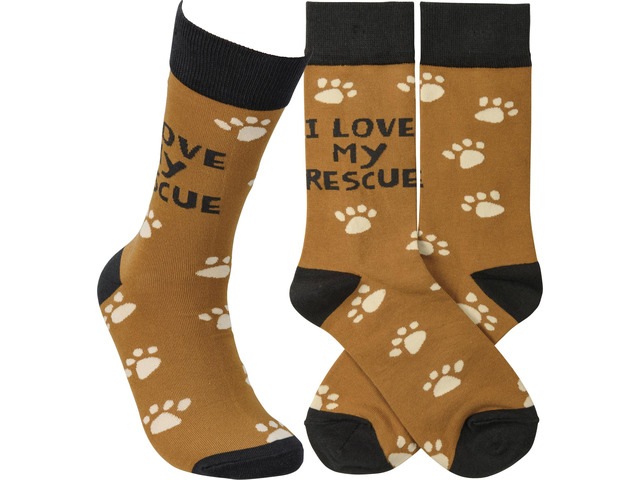 Primitives By Kathy Socks - I Love My Rescue Cat Dog