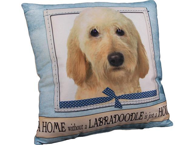 E & S Pets Large Dog Design Throw Pillow 16 x 16 inches - Yellow Labradoodle