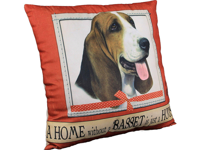 E & S Pets Large Dog Design Throw Pillow 16 x 16 inches - Basset Hound