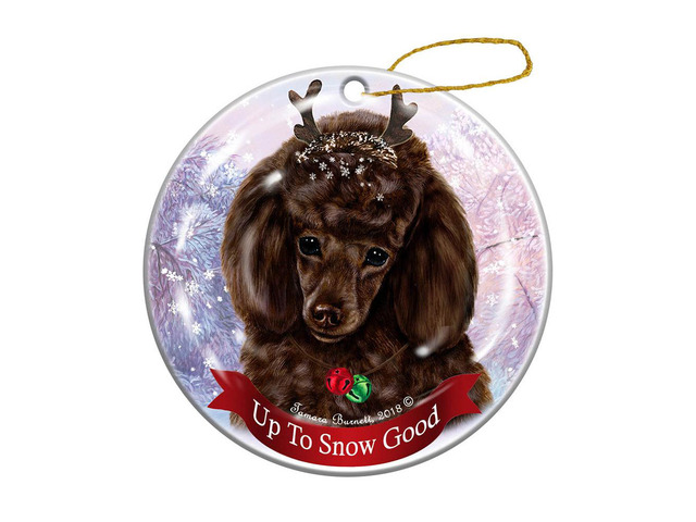 Holiday Pet Gifts Poodle Chocolate Dog Porcelain Christmas Ornament