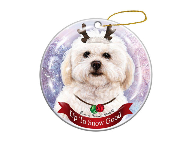 Holiday Pet Gifts Shihpoo Dog Porcelain Christmas Ornament
