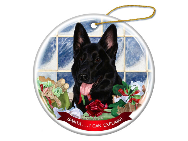 Black German Shepherd Dog Porcelain Ornament Pet Gift Santa I Can Explain!
