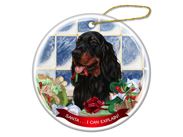 Gordon Setter Dog Porcelain Hanging Ornament Pet Gift Santa I Can Explain!