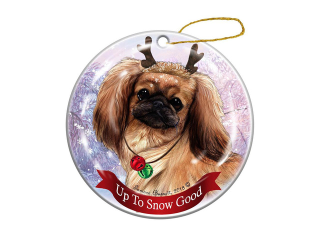 Holiday Pet Gifts Pekingese Red Dog Porcelain Christmas Ornament