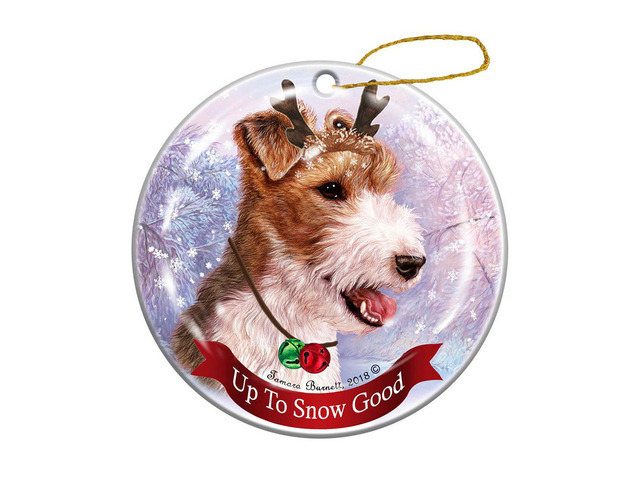 Holiday Pet Gifts Wire Hair Fox Terrier Porcelain Christmas Ornament