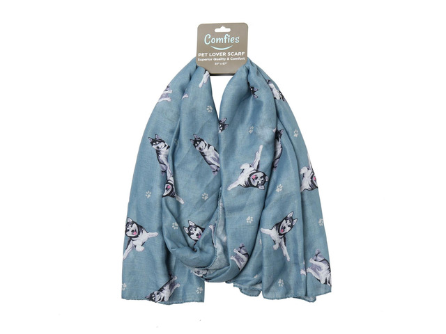Siberian Husky Dog Lover Scarf - Year-round scarf- Lightweight material, 67'